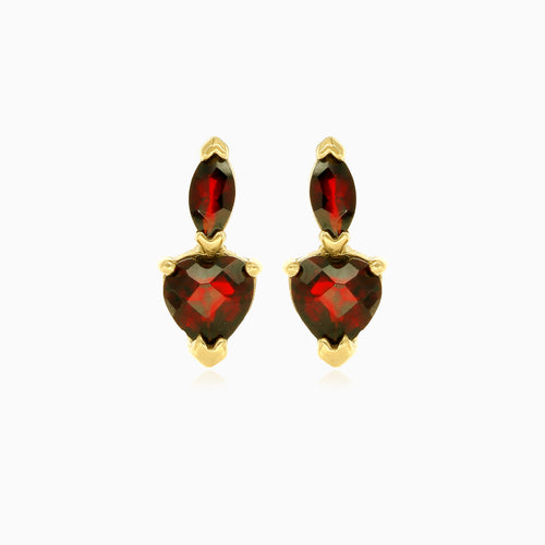 Pendientes colgantes corazón y marquise granate