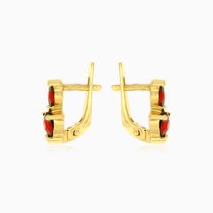 Pendientes colgantes corazón y marquise granate