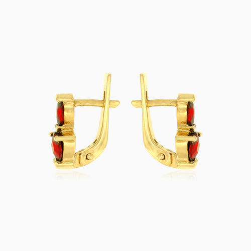 Pendientes colgantes corazón y marquise granate