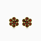 Granat-Blumen-Ohrstecker