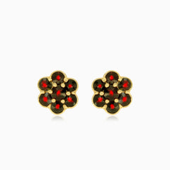 Granat-Blumen-Ohrstecker