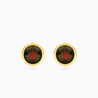 Round garnet stud earrings