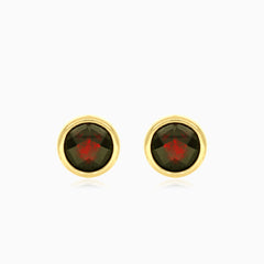 Round garnet stud earrings