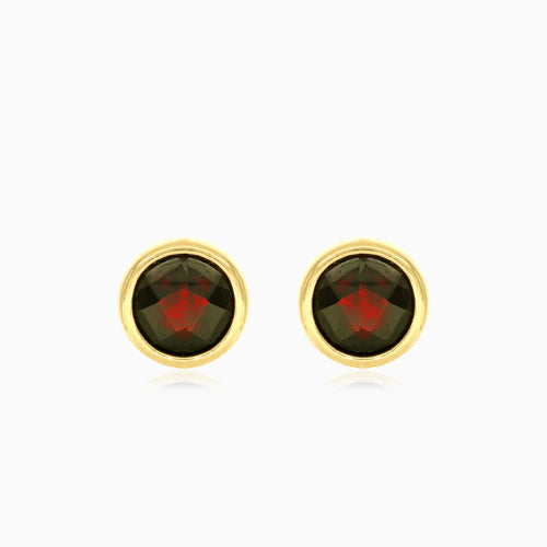 Round garnet stud earrings