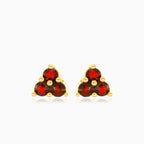 Three garnet stud earring
