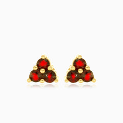 Three garnet stud earring