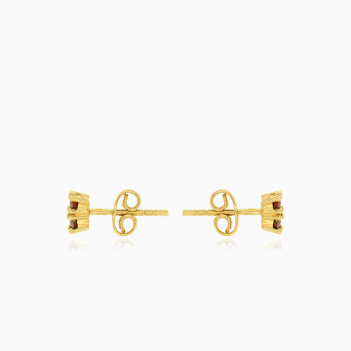 Pendientes elegantes de granate cuadrados