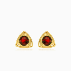 Garnet triangle stud earrings