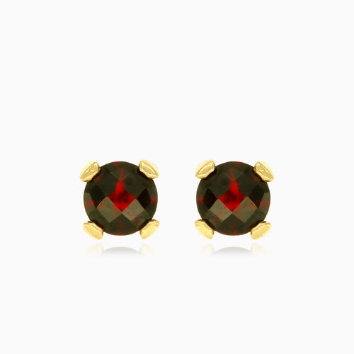 Round garnet gold studs