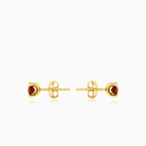 Round garnet gold studs