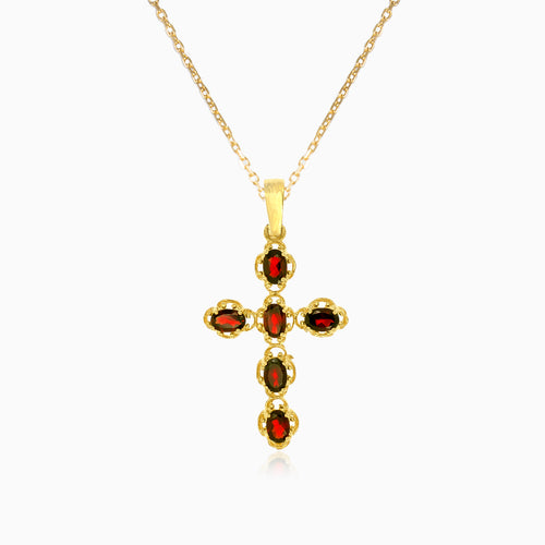 Granat-Kreuz-Anhänger im ovalen Schliff