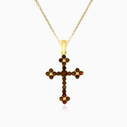 Garnet Orthodoxes Kreuz Anhänger