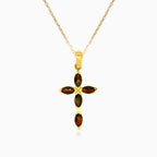 Marquise garnet cross pendant