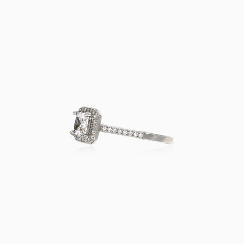 Cubic zirconia silver ring duo cuts