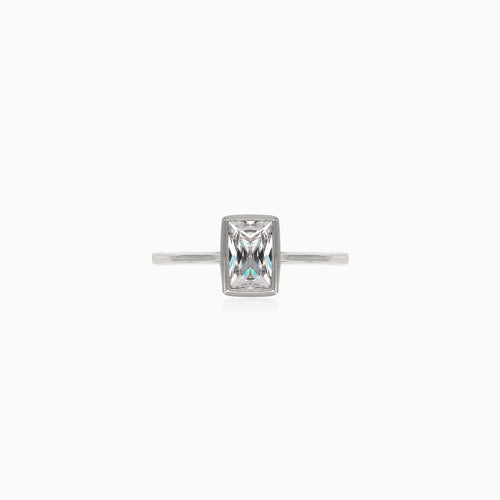 Silberring mit Smaragdschliff