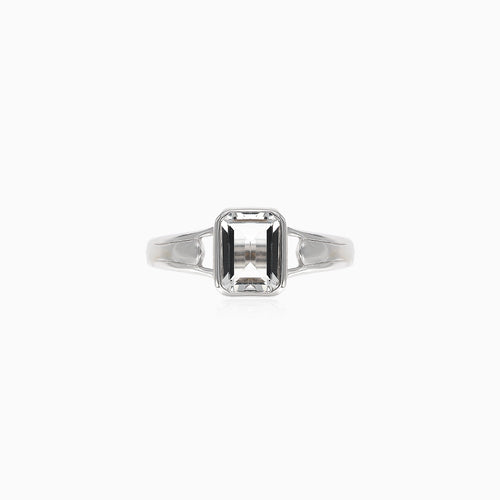 Eleganter Smaragdschliff-Silberring