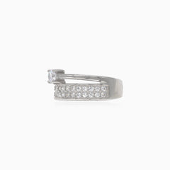 Dual cubic zirconia silver ring