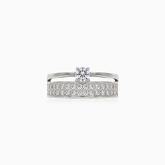 Dual cubic zirconia silver ring