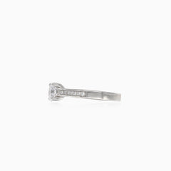 Silver ring with accent on central cubic zirconia