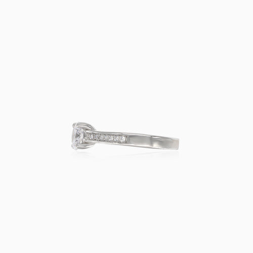 Silver ring with accent on central cubic zirconia