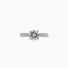 Silver ring with accent on central cubic zirconia