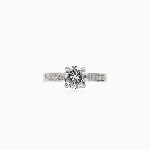 Silver ring with accent on central cubic zirconia