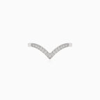 V design silver cubic zirconia ring
