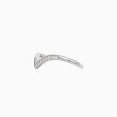 V-Design Silberring mit Zirkonia