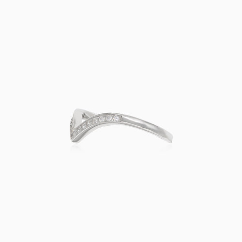 V-Design Silberring mit Zirkonia