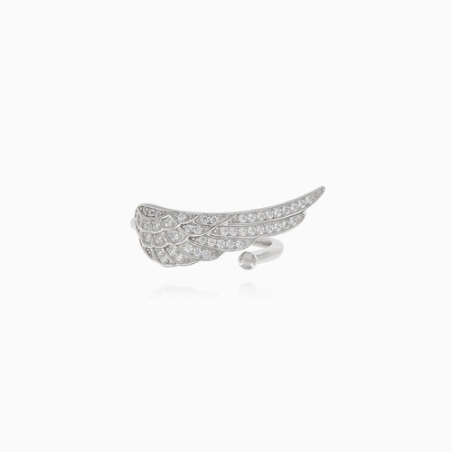 Engelsflügel-Ring aus Silber mit Zirkonia