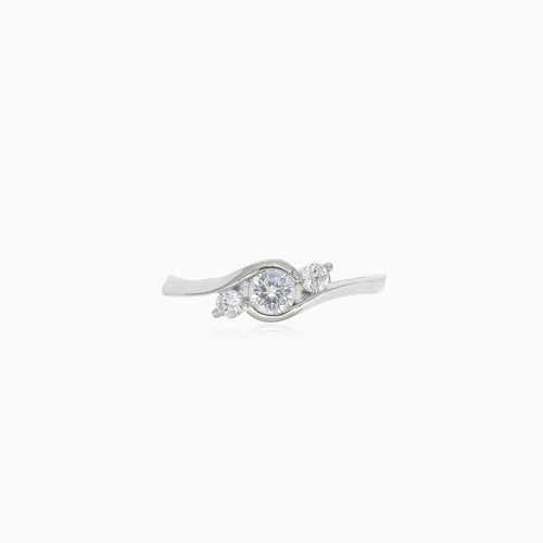 Dreistein-Silberring mit Cubic Zirkonia