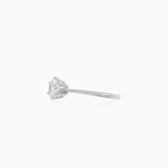 Bague en argent sterling avec opale blanche rectangulaire