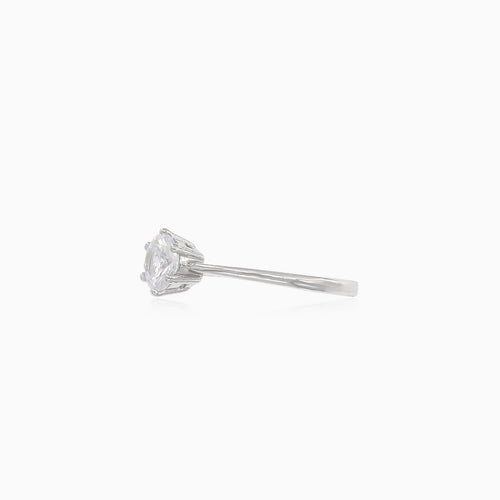 Bague en argent sterling avec opale blanche rectangulaire