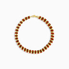 Pulsera de granate de corte princesa cuadrado