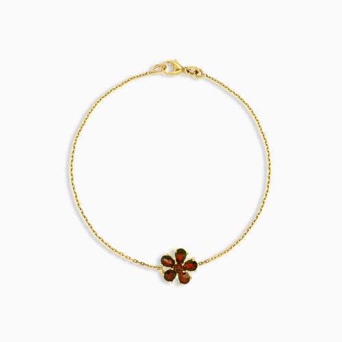 Elegantes Granat-Kettenarmband mit Blumenmuster