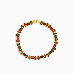 Pulsera elegante de granate con gemas talladas en ovalado y redondo