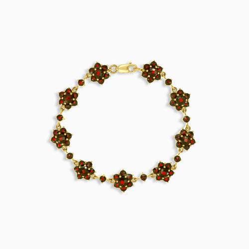 Florales Granat-Gold-Armband