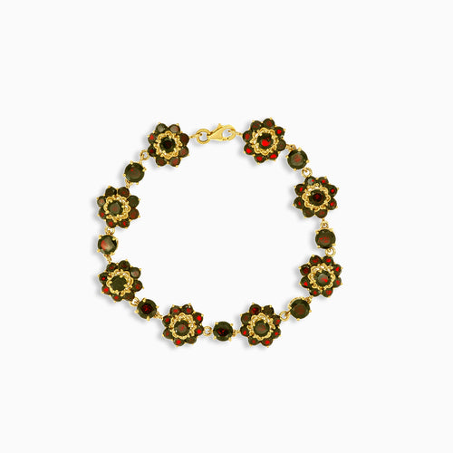 Garnet Daisy-Blumenarmband in Gold