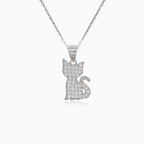 Pendentif chat en argent avec zircon cubique