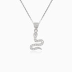 Péndulo de serpiente de plata con circonitas cúbicas.