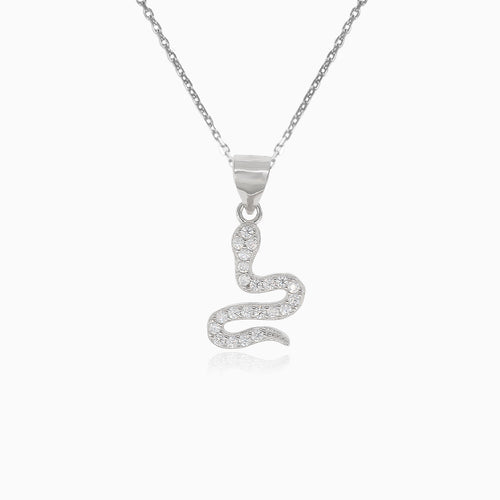 Péndulo de serpiente de plata con circonitas cúbicas.