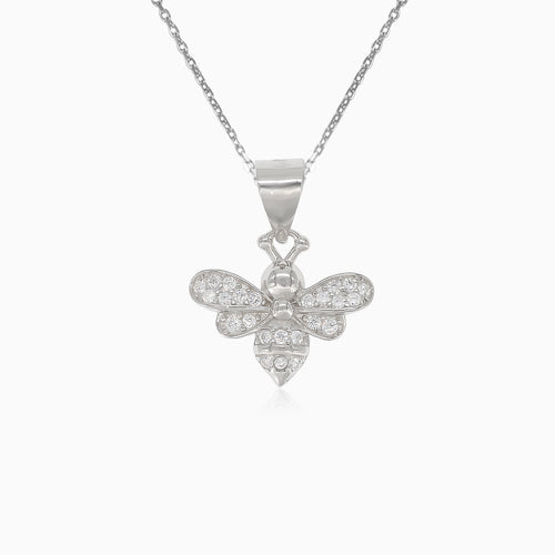 Pendentif abeille en argent avec zircon cubique