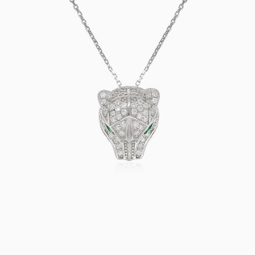 Pendentif en argent tête de panthère avec zircon cubique