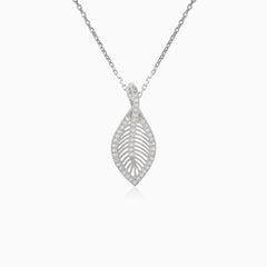 Colgante de plata con hoja y circonita