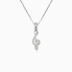 Colgante de plata llave de violín con circonita cúbica