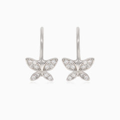 Boucles d’oreilles pendantes en argent avec papillons