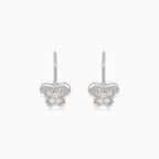 Silver drop earrings with butterfly