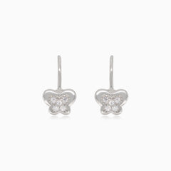 Silver drop earrings with butterfly