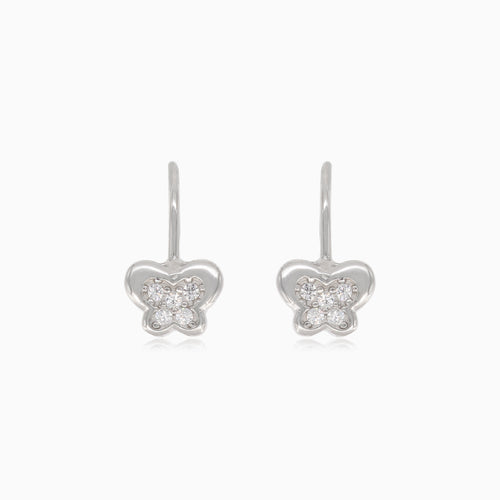Silver drop earrings with butterfly