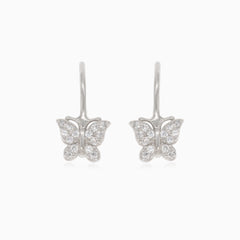Boucles d’oreilles pendantes en argent sterling avec papillon